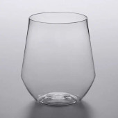 CP 12 oz. Heavy Weight Clear Plastic Stemless Angled Wine Glass - 64/Case | Sip Wine with Style in Angled Stemless Elegance-Chicken Pieces