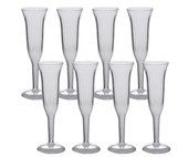 Chicken Pieces CP 5 oz. Heavy Weight Clear 1-Piece Plastic Champagne Flute - 8/Pack | Toast with Sturdy Plastic Flutes 