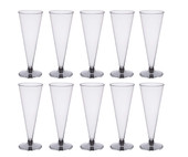 CP 6 oz. Heavy Weight Clear 2-Piece Plastic Cone Champagne Flute - 10/Pack | Toast with Style in Cone-Shaped Plastic Flutes- CHICKEN PIECES