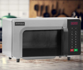 Amana Stainless Steel Commercial Microwave with Push Button Controls - 120V, 1000W | Precise Cooking Convenience