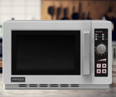 Amana Medium Volume Stainless Steel Commercial Microwave - 120V, 1000W | Efficient Cooking Solution for Your Kitchen