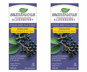  Sambucus Elderberry Cold and Flu Syrup - 2 Bottles of 120 mL | Immune Defense & Symptom Relief 