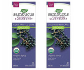  Sambucus Organic Elderberry Cold and Flu Syrup - 2 Bottles of 240 mL | Immune Support & Symptom Relief 