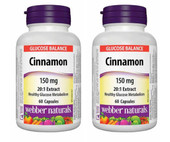 Webber Naturals Cinnamon 20:1 Extract 150 mg - 2 x 60 Capsules | Blood Sugar Support-Chicken Pieces