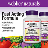 Webber Naturals Glucosamine with NEM® Natural Eggshell Membrane 750/250 mg - 2 x 60 Tablets | Comprehensive Joint Support-Chicken Pieces