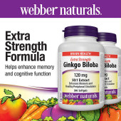 webber naturals Webber Naturals Ginkgo Biloba 120 mg Extrait 50:1 - 2 x 300 Softgels | Cognitive Support 