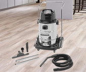 Powr-Flite 20 Gallon Stainless Steel Wet/Dry Vacuum with Toolkit - Robust Cleaning Power and Comprehensive Versatility