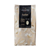 Valrhona Ivoire 35% White Chocolate Féve 6.6 lb. - 3/Case - Luxurious White Chocolate in Bulk