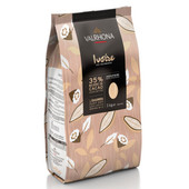 Valrhona Ivoire 35% White Chocolate Féve 6.6 lb. - 3/Case - Luxurious White Chocolate in Bulk