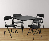 Flash Furniture 1/2" x 33 1/2" x 27 3/4" Black Folding Card Table Set with 4 Chairs | Compact and Stylish Gaming and Dining Ensemble- Chicken Pieces