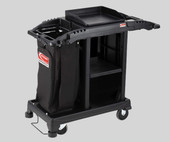 Suncast Black Standard Compact Janitorial / Housekeeping Cart with Bag and Non-Marring Wall Bumpers | Efficient and Space-Saving Cleaning Solution- Chicken Pieces