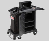 Suncast Black Premium Compact Janitorial Cart with Bag, Lockable Hood, and Non-Marring Wall Bumpers" Cart with Bag, Lockable Hood, and Non-Marring Wall
