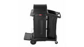 Rubbermaid Executive High Security Janitor Cart with Locking Hood and Cabinets - Secure Cleaning and Organization- Chicken Pieces