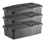 CP 20" x 15" x 7" Black Polypropylene Bus Tub with Cover (12-Pack) - Efficient Bus and Storage Solution-Chicken Pieces