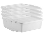 CP 20" x 15" x 7" White Polypropylene Bus Tub with Cover (12-Pack) - Efficient Bus and Storage Solution-Chicken Pieces