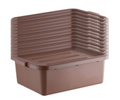 CP 20" x 15" x 7" Brown Polypropylene Bus Tub with Cover (12-Pack) - Efficient Bus and Storage Solution-Chicken Pieces