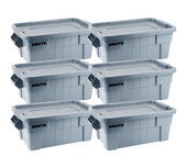 Rubbermaid BRUTE 14 Gallon Gray NSF Tote with Lid (6-Pack) - Durable and Versatile Storage Solution-Chicken Pieces