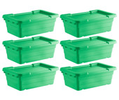 Chicken Pieces CP 25" x 15" x 8" Green Meat Lug / Tote Box with Cover (6-Pack) - Sturdy and Hygienic Solution for Food Storage 