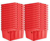 Orbis 24" x 20" x 13" Stack-N-Nest Flipak Red Tote Box with Hinged Lockable Lid (26-Pack) - Bulk Secure Storage Solution for Versatile Use 