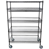  CP NSF Black Epoxy 4 Basket and 1 Shelf Kit - 24" x 48" x 70" | Moisture-Resistant Storage Solution 