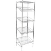 Chicken Pieces CP Chrome 5-Shelf Angled Stationary Merchandising Rack - 18" x 24" x 74" | Stylish and Sturdy Display Solution 