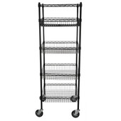 Chicken Pieces CP NSF Black Epoxy 4 Basket and 1 Shelf Kit - 24" x 24" x 70" | Durable Storage for Moist Environments 