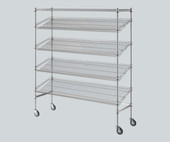 CP Chrome 5-Shelf Mobile Angled Merchandising Rack - 18" x 60" x 70"-Chicken Pieces