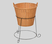 Chicken Pieces CP 20" x 27" Round Wicker Basket Stand with Handles - Elevate Your Retail Presentation