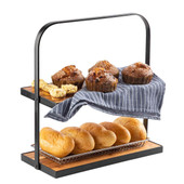 Tablecraft Two Tier Rectangular Acacia Wood Display Stand - Elevate Your Presentation