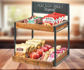 Cal-Mil Two Tier Merchandiser with Chalkboard Sign - 15" x 14" x 19" - Industrial Rustic Display Stand