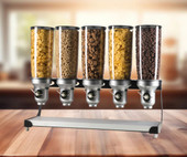 Cal-Mil Black Free Flow 5 Liter, 5 Canister Cereal Dispenser - Effortless Breakfast Service