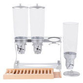  Cal-Mil Turn N Serve Beechwood 5 Liter Triple Canister Cereal Dispenser - Elegance Meets Functionality 