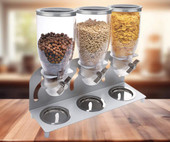 Cal-Mil Turn N Serve Platinum 3.5 Liter Triple Canister Cereal Dispenser - Effortless Cereal Service