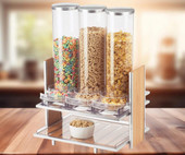 Cal-Mil Eco Modern 2.7 Liter Triple Canister Cereal Dispenser - Sustainable Elegance for Breakfast Buffets and Cafeterias