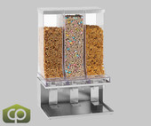 Cal-Mil 17 1/2" x 12" x 24" Stainless Steel Triple Canister Cereal Dispenser - Space-Saving, Sanitary, and Easy to Clean