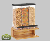 Cal-Mil Bamboo 17 1/4" x 9 1/2" x 23 1/2" Bamboo Wood Triple Canister Cereal Dispenser - Natural Elegance