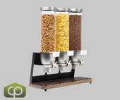 Rosseto EZ-SERV 4.9 Liter Triple Canister Snack/Cereal Dispenser - Timeless Walnut Wood Catch Tray, Clear Acrylic Canisters, Patented Portion Wheel, Versatile Capacity
