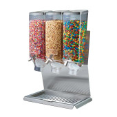 Rosseto EZ-PRO SS Stand 3.8 Liter Triple Canister Snack/Cereal Dispenser - Efficient Dispensing, Stainless Steel Catch Tray