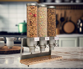 Rosseto EZ-SERV 4.9 Liter Triple Canister Snack/Cereal Dispenser - Modern Design, Versatility, and Precision