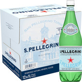  San Pellegrino Sparkling Natural Mineral Water, Plastic Bottles - 1 Litre (Pack of 12) 