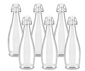 Libbey 6-Case of 34.6 oz. Water Bottles with Clear Wire Bail Lids-Chicken Pieces
