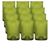 Libbey Set of 12 Green Repurposed Wine Bottle Tumblers - 12 oz-Chicken Pieces