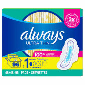 Always Ultra Thin Regular Pads, Unscented, 96 Count(8/CASE)-Chicken Pieces