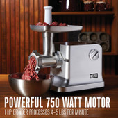 Weston Pro Series #12 20V, 750W Electric Meat Grinder and Sausage Stuffer-Chicken Pieces