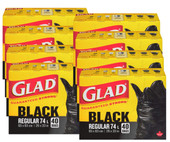 GLAD Black Garbage Bags - Regular 74 Litres, 40 Bags(8/Case)-Chicken Pieces