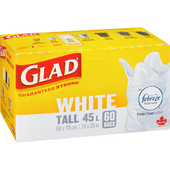 GLAD Kitchen Catchers White Tall 45 Litres Garbage 60 Bags(8/Case)-Chicken Pieces