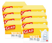 GLAD Kitchen Catchers White Tall 45 Litres Garbage 60 Bags(8/Case)-Chicken Pieces