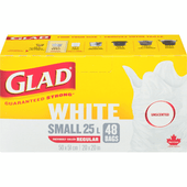 GLAD White Garbage Small 25 Litres Bags - 48 Bags(8/Case)-Chicken Pieces