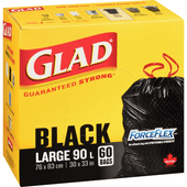 GLAD Black Large ForceFlex Garbage Bags 90 Litres(8/Case)-Chicken Pieces