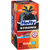 HEFTY Strong Regular Easy Flaps Garbage Bags 75 Litres, 30 Bags(8/Case)-Chicken Pieces